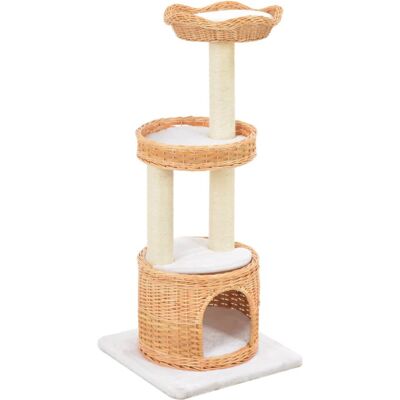 vidaXL Cat Tree with Sisal Scratching Post Natural Willow Wood Kitty Tower - Cat Tree vidaXL Cat Tree with Sisal Scratching Post Natural Willow Wood Kitty Tower - Cat Tree