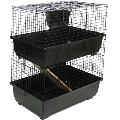 Little-Friends - Double Tier Rabbit Cage - Blue/Black Little-Friends - Double Tier Rabbit Cage - Blue/Black