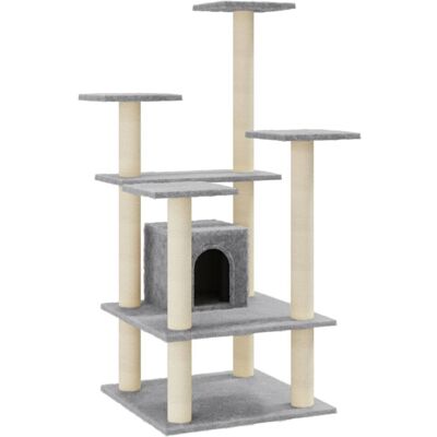 (light grey) vidaXL Cat Tree with Sisal Scratching Posts 110cm Cat Play Tower Mu (light grey) vidaXL Cat Tree with Sisal Scratching Posts 110cm Cat Play Tower Mu