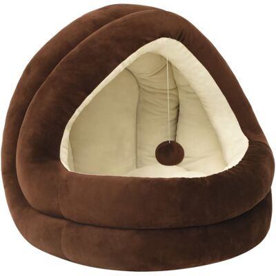vidaXL Cat Bed 50x50x45 cm Brown and Grey - Cat Bed vidaXL Cat Bed 50x50x45 cm Brown and Grey - Cat Bed