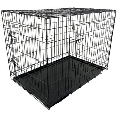 (Black, Small) HugglePets Dog Cage with Metal Tray (Black, Small) HugglePets Dog Cage with Metal Tray