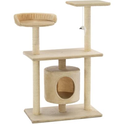 vidaXL Cat Tree with Sisal Scratching Posts 95cm Beige Kitten Playhouse Tower vidaXL Cat Tree with Sisal Scratching Posts 95cm Beige Kitten Playhouse Tower