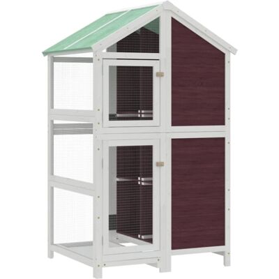 vidaXL Bird House Mocha 97x81x152 cm Solid Wood Pine - Bird House vidaXL Bird House Mocha 97x81x152 cm Solid Wood Pine - Bird House