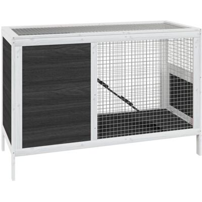 vidaXL Grey Rabbit Hutch 103x44x69.5 cm Solid Pine Wood - Rabbit Hutch vidaXL Grey Rabbit Hutch 103x44x69.5 cm Solid Pine Wood - Rabbit Hutch