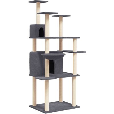 vidaXL Cat Tree with Sisal Scratching Posts 166 cm - dark grey vidaXL Cat Tree with Sisal Scratching Posts 166 cm - dark grey
