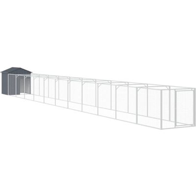 vidaXL Dog House with Run - Steel Kennel, Anthracite 117x1221x123 cm vidaXL Dog House with Run - Steel Kennel, Anthracite 117x1221x123 cm
