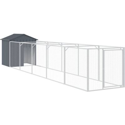 vidaXL Dog House with Run - Large Galvanised Steel Pet Kennel vidaXL Dog House with Run - Large Galvanised Steel Pet Kennel