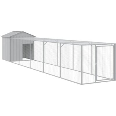 vidaXL Chicken Cage with Run Light Grey - Chicken Cage with Run Farm - 117x609x123 cm vidaXL Chicken Cage with Run Light Grey - Chicken Cage with Run Farm - 117x609x123 cm