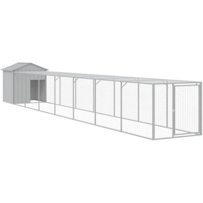 vidaXL Chicken Cage with Run Light Grey - Farm Chicken Run - Chicken Cage vidaXL Chicken Cage with Run Light Grey - Farm Chicken Run - Chicken Cage