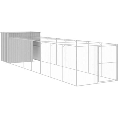 vidaxl Galvanized Steel Dog Kennel with Run - Large Durable Outdoor Shelter vidaxl Galvanized Steel Dog Kennel with Run - Large Durable Outdoor Shelter