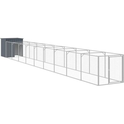 vidaXL Dog House with Run - Steel, 110x1017x110 cm vidaXL Dog House with Run - Steel, 110x1017x110 cm