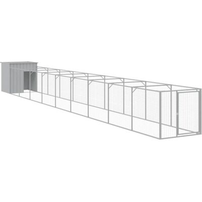 vidaXL Dog House with Run Light Grey - Dog House vidaXL Dog House with Run Light Grey - Dog House