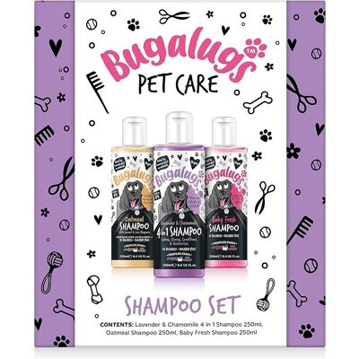 Bugalugs - 3x 250 ml Dog Shampoo Gift Set Bugalugs - 3x 250 ml Dog Shampoo Gift Set