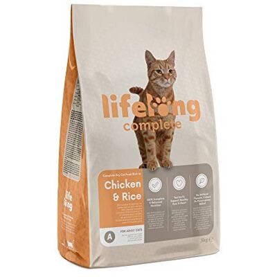Amazon Brand - Lifelong - Complete Dry Cat Food - Chicken & Rice - 3kg Amazon Brand - Lifelong - Complete Dry Cat Food - Chicken & Rice - 3kg
