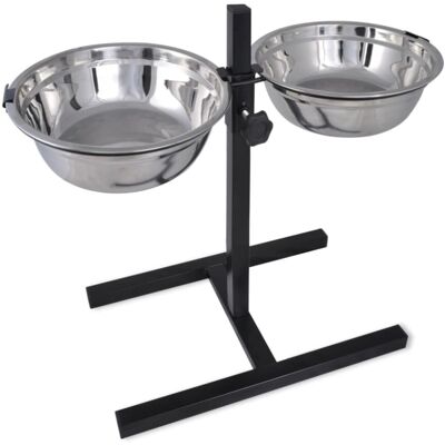 vidaXL Adjustable Double Diner Pet Dog Feeding Stand & Stainless Steel Bowls vidaXL Adjustable Double Diner Pet Dog Feeding Stand & Stainless Steel Bowls