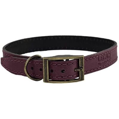 HugglePets Legacy Leather Dog Collar - Large - Merlot - Dog Collar HugglePets Legacy Leather Dog Collar - Large - Merlot - Dog Collar