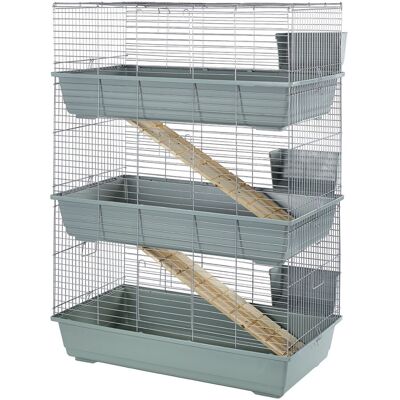 Little Friends - Triple Rabbit Cage - Beige/Silver Little Friends - Triple Rabbit Cage - Beige/Silver