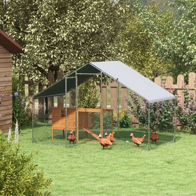 PawHut PawHut Walk In Chicken Run Large Galvanised Chicken Coop with Cover 3 x 1.7 x 1.9m PawHut PawHut Walk In Chicken Run Large Galvanised Chicken Coop with Cover 3 x 1.7 x 1.9m