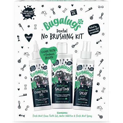 Bugalugs Dental Care No Brushing Kit Dog & Cat Teeth Gel, Water Additive, Spray Bugalugs Dental Care No Brushing Kit Dog & Cat Teeth Gel, Water Additive, Spray