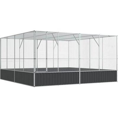 vidaXL Aviary Outdoor Large Bird Cage Walk In Chicken Run Coop Silver Steel vidaXL Aviary Outdoor Large Bird Cage Walk In Chicken Run Coop Silver Steel