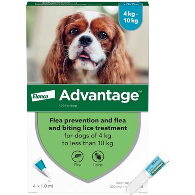 Advantage Spot On Flea Treatment for Medium Dogs 4-10kg, 4 Pipettes Advantage Spot On Flea Treatment for Medium Dogs 4-10kg, 4 Pipettes