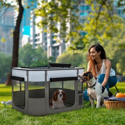 PawHut - Portable Dog Pen - Grey PawHut - Portable Dog Pen - Grey