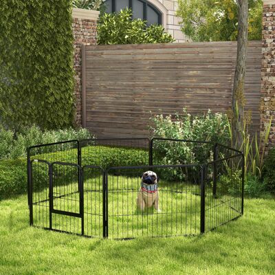 Pawhut - Pet Pen - Black - Steel - Pet Playpen Pawhut - Pet Pen - Black - Steel - Pet Playpen