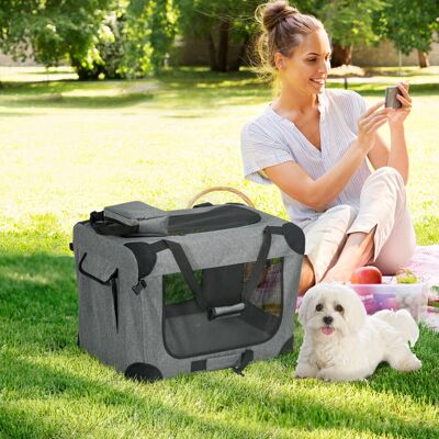 PawHut - Folding - Grey - 60x41.5x41cm - Pet Carrier PawHut - Folding - Grey - 60x41.5x41cm - Pet Carrier