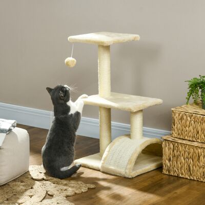 PawHut - 72cm Cat Tree - Cream White - Sisal - Cat Tree PawHut - 72cm Cat Tree - Cream White - Sisal - Cat Tree