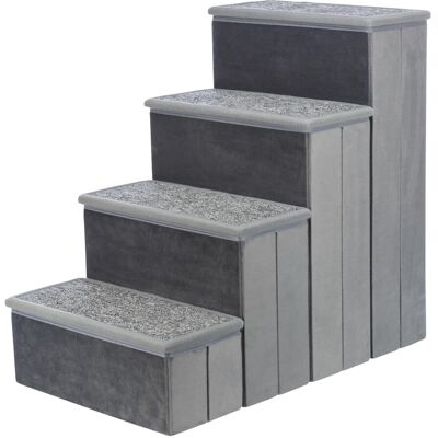 Trixie Velour 4-Step Pet Stairs with Storage, Collapsible, Storage Compartments Trixie Velour 4-Step Pet Stairs with Storage, Collapsible, Storage Compartments