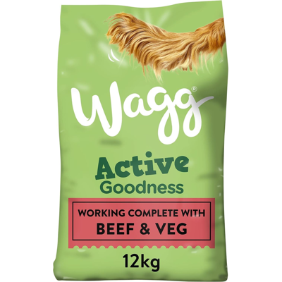 Wagg Active Goodness Complete Dry Adult Dog Food Beef & Veg 12kg - For All Activ Wagg Active Goodness Complete Dry Adult Dog Food Beef & Veg 12kg - For All Activ