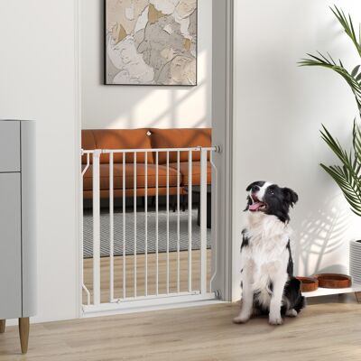 PawHut Wide Stair Gate 75-85 cm White Door Pressure Fit Pet Gate PawHut Wide Stair Gate 75-85 cm White Door Pressure Fit Pet Gate