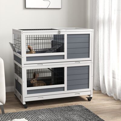 PawHut - Double Deckers - Feeding - Trays - Rabbit Hutch PawHut - Double Deckers - Feeding - Trays - Rabbit Hutch