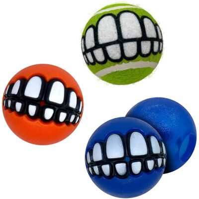 Kong Grinz by Rogz Variety Packs - Durable Bouncy Balls with Grinz Teeth (Medium Kong Grinz by Rogz Variety Packs - Durable Bouncy Balls with Grinz Teeth (Medium