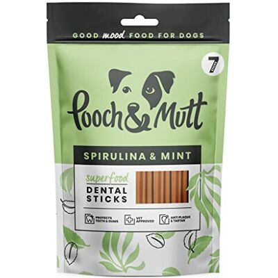 Pooch & Mutt - Superfood Dog Dental Sticks, Spirulina And Mint Flavour Dog Denta Pooch & Mutt - Superfood Dog Dental Sticks, Spirulina And Mint Flavour Dog Denta