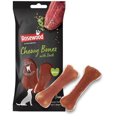 Rosewood Medium Chewy Bones for Dogs - Made with Duck, Grain Free Chews, High Pr Rosewood Medium Chewy Bones for Dogs - Made with Duck, Grain Free Chews, High Pr
