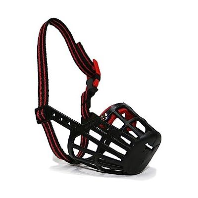 Ancol Gentle Strong Secure Comfortable Plastic Black/Red Muzzle Biting Control S Ancol Gentle Strong Secure Comfortable Plastic Black/Red Muzzle Biting Control S