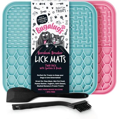 Bugalugs Licky Mats For Dogs, 100% Food Grade Lick Mats For Dogs & Cat Feeding & Bugalugs Licky Mats For Dogs, 100% Food Grade Lick Mats For Dogs & Cat Feeding &