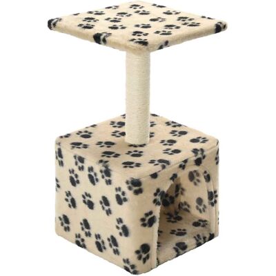 vidaXL Cat Tree with Sisal Scratching Post 55cm Beige Paw Print Kitten Tower vidaXL Cat Tree with Sisal Scratching Post 55cm Beige Paw Print Kitten Tower
