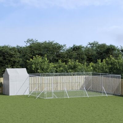 vidaXL Dog Kennel - 6x6x2.5m Galvanized Steel Argento vidaXL Dog Kennel - 6x6x2.5m Galvanized Steel Argento