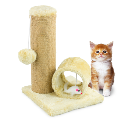 (Beige) KCT Kitten Scratching Post and Tunnel Scratch Pole for Indoor Cat Small (Beige) KCT Kitten Scratching Post and Tunnel Scratch Pole for Indoor Cat Small
