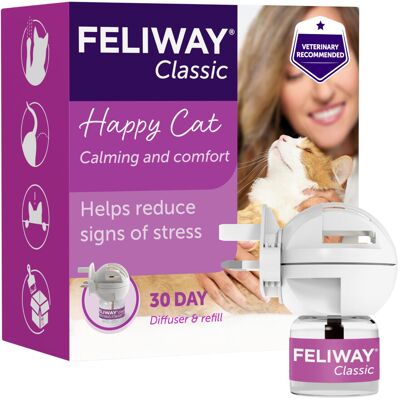 FELIWAY Classic 30 Day Cat Calming Plug In Pheromone Diffuser Starter Kit, 48ml FELIWAY Classic 30 Day Cat Calming Plug In Pheromone Diffuser Starter Kit, 48ml