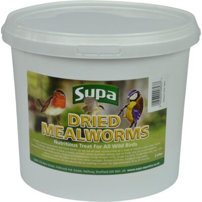 Supa Dried Mealworms for Wild Birds, 3 Litre Bucket, High Energy Protein Rich Tr Supa Dried Mealworms for Wild Birds, 3 Litre Bucket, High Energy Protein Rich Tr