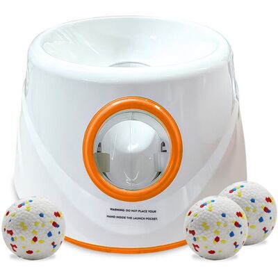 Melitt Automatic Launcher for Dogs with 3 2-Inch ETPU Tennis Balls, Interactive Dog To Melitt Automatic Launcher for Dogs with 3 2-Inch ETPU Tennis Balls, Interactive Dog To