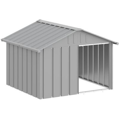 vidaXL Dog House Steel - Dog House, Galvanised Steel, Grey - Dog House vidaXL Dog House Steel - Dog House, Galvanised Steel, Grey - Dog House