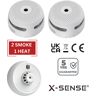 X-Sense (2 Smoke / 1 Heat) Smoke Detectors Heat Alarms and CO Detector Sets