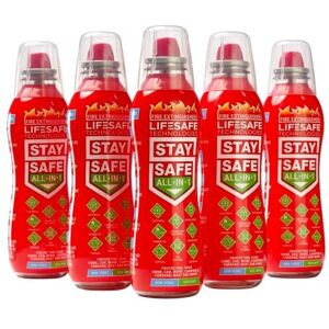 LifeSafe Technologies StaySafe All-in-1 Fire Extinguisher, 5-Pack For Home, Kitchen, Car, Caravan, Ca LifeSafe Technologies StaySafe All-in-1 Fire Extinguisher, 5-Pack For Home, Kitchen, Car, Caravan, Ca
