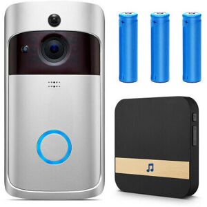 GOPLUSHTOY (Silver, Doorbell+Ring Chime+3xBatteries) WiFi Wireless Video Doorbell Camera Sm GOPLUSHTOY (Silver, Doorbell+Ring Chime+3xBatteries) WiFi Wireless Video Doorbell Camera Sm