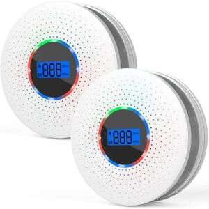 STOYOTU (2 PCS) 2 in 1 Smoke Detector Carbon Monoxide Alarm Detector LCD Display for Hom STOYOTU (2 PCS) 2 in 1 Smoke Detector Carbon Monoxide Alarm Detector LCD Display for Hom