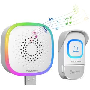 TeckNet Online Mini Wireless Doorbell, Battery Operated Doorbell with RGB Light, IP66 Waterproo TeckNet Online Mini Wireless Doorbell, Battery Operated Doorbell with RGB Light, IP66 Waterproo